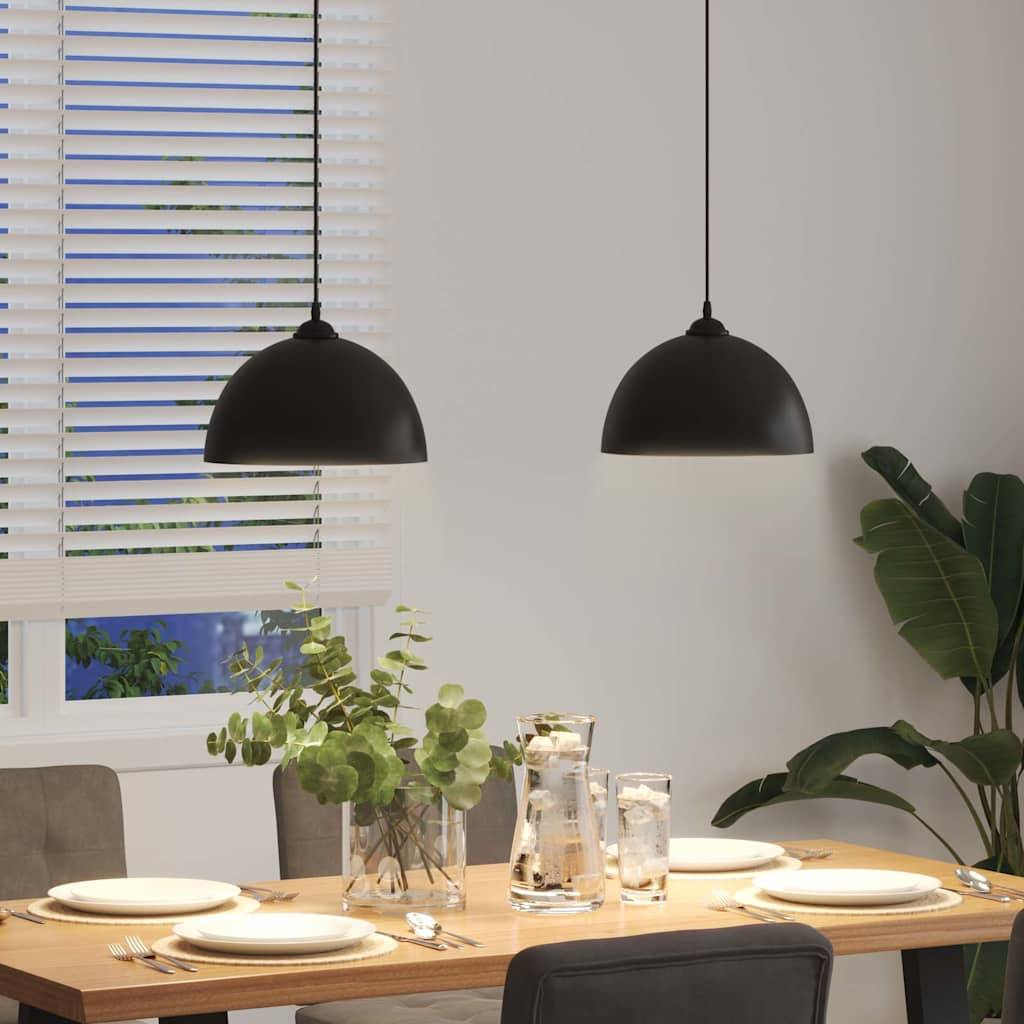vidaXL Pendelleuchten 2 Stk. Höhenverstellbar E27 Schwarz Ø30cm Metall