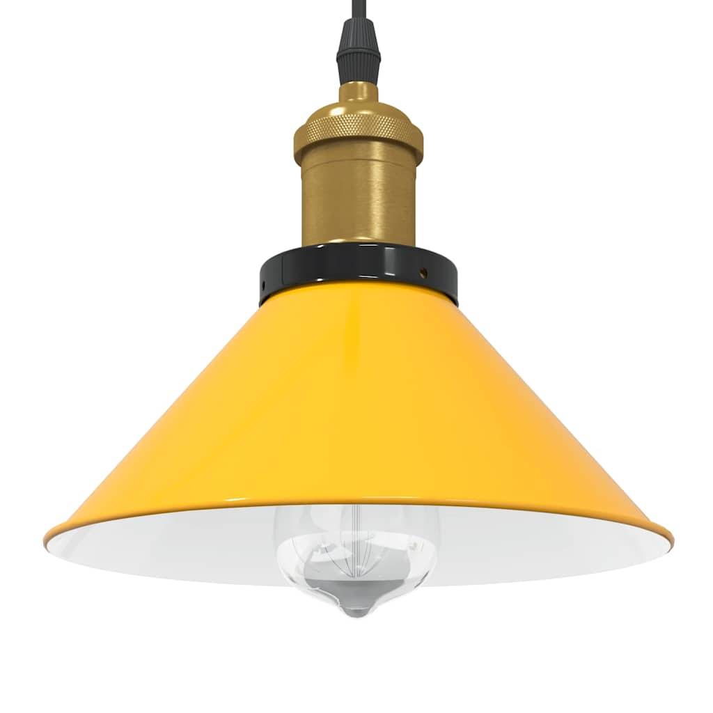 vidaXL Pendelleuchte Höhenverstellbar E27 Gelb Glänzend Ø 22 cm Metall