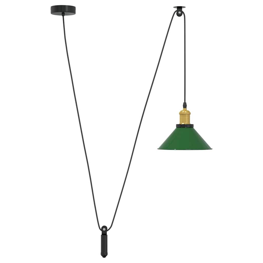 vidaXL Pendelleuchte Höhenverstellbar E27 Grün Glänzend Ø 22 cm Metall