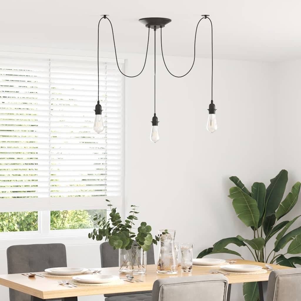 vidaXL Pendelleuchte mit 3 Fassungen E27 Schwarz Metall