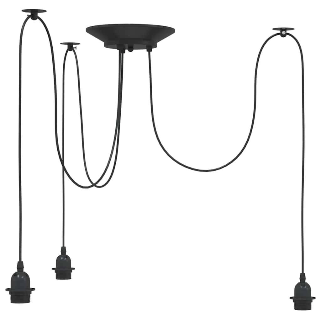 vidaXL Pendelleuchte mit 3 Fassungen E27 Schwarz Metall