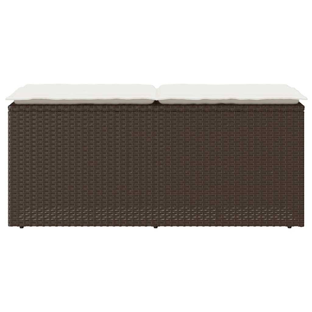 vidaXL Gartenbank mit Kissen Braun 110x40x44 cm Poly Rattan