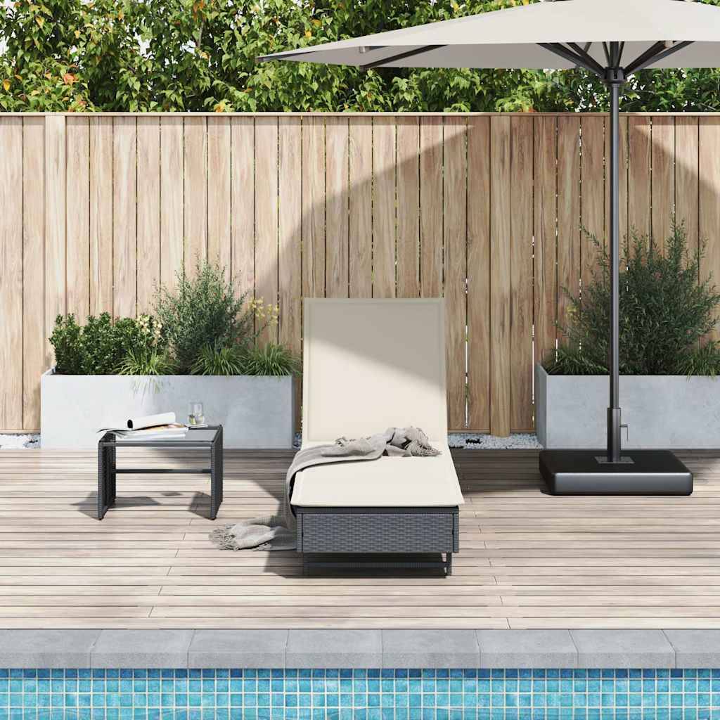 vidaXL Sonnenliege mit Rollen und Auflage Braun Poly Rattan
