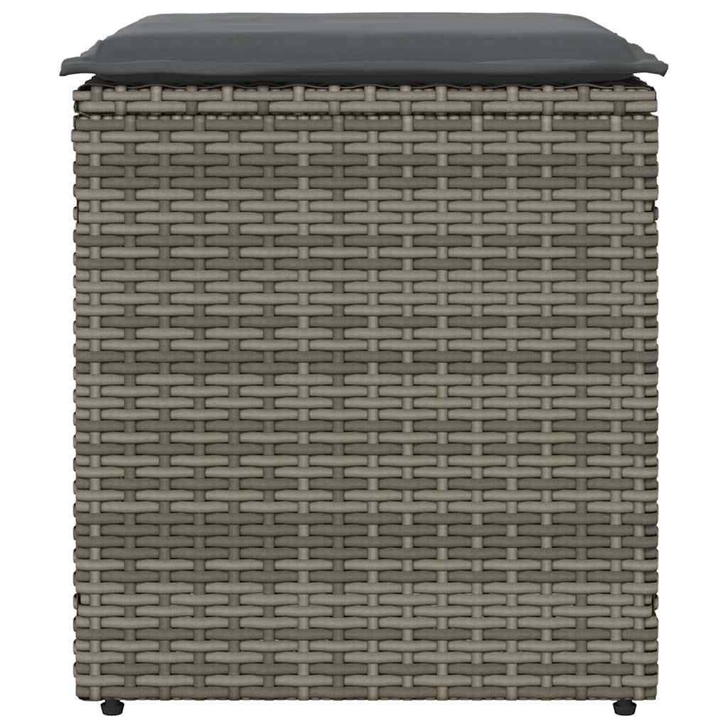 vidaXL Gartenhocker mit Kissen 2 Stk. Grau 40x40x43 cm Poly Rattan