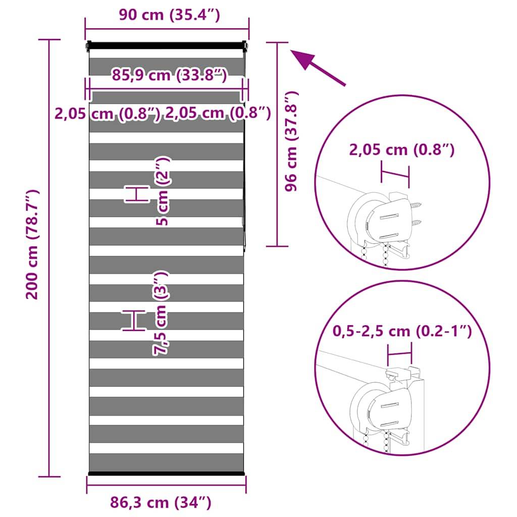 vidaXL Zebrarollo Braun 90x200 cm Stoffbreite 85,9 cm Polyester