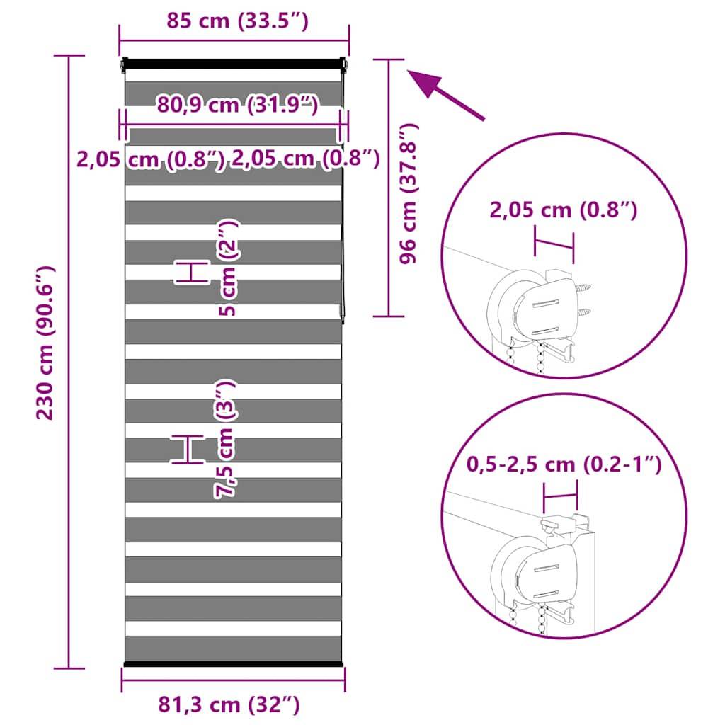 vidaXL Zebrarollo Sandbraun 85x230 cm Stoffbreite 80,9 cm Polyester