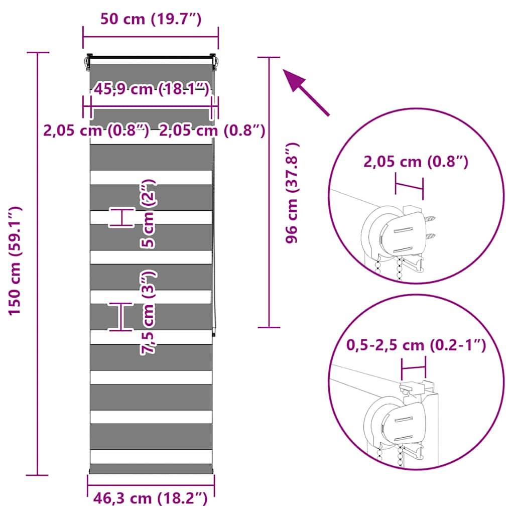 vidaXL Zebrarollo Dunkelgrau 50x150 cm Stoffbreite 45,9 cm Polyester
