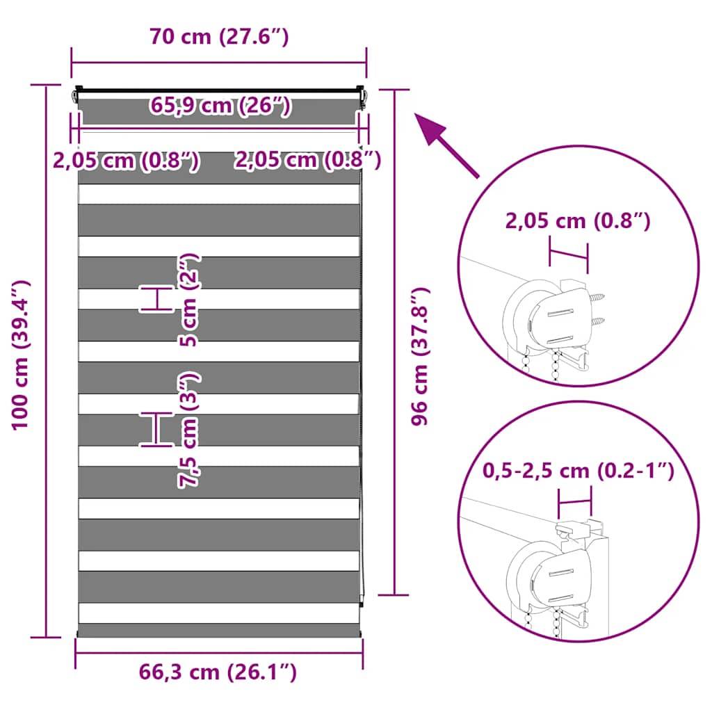 vidaXL Zebrarollo Marmorbeige 70x100 cm Stoffbreite 65,9 cm Polyester