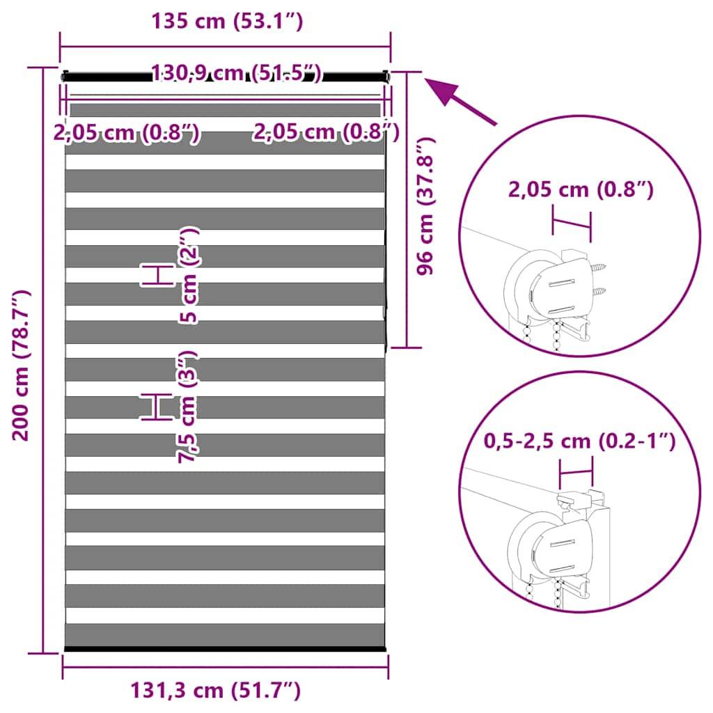 vidaXL Zebrarollo Sandbraun 135x200 cm Stoffbreite 130,9 cm Polyester