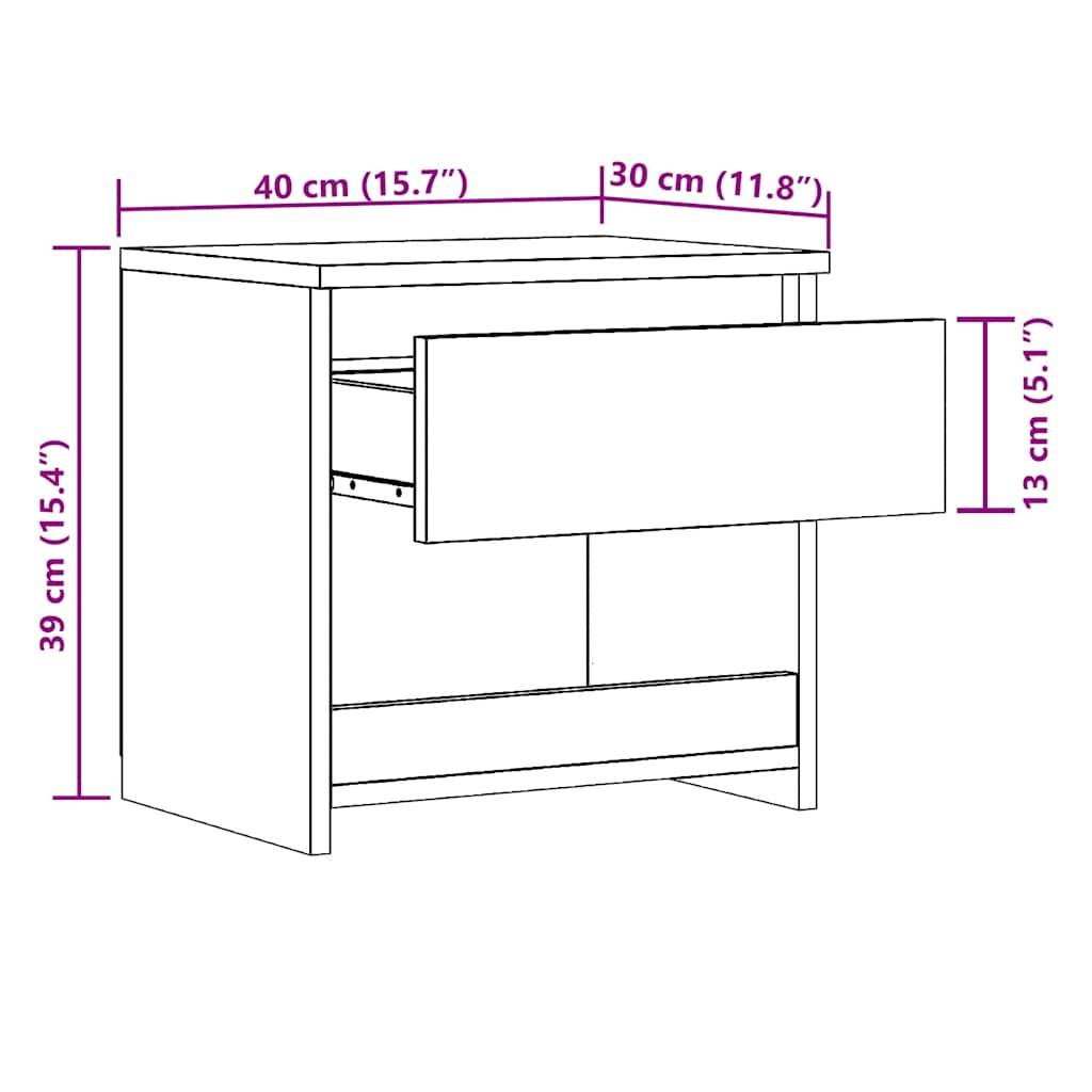 vidaXL Nachttische 2 Stk. Artisan-Eiche 40x30x39 cm Holzwerkstoff