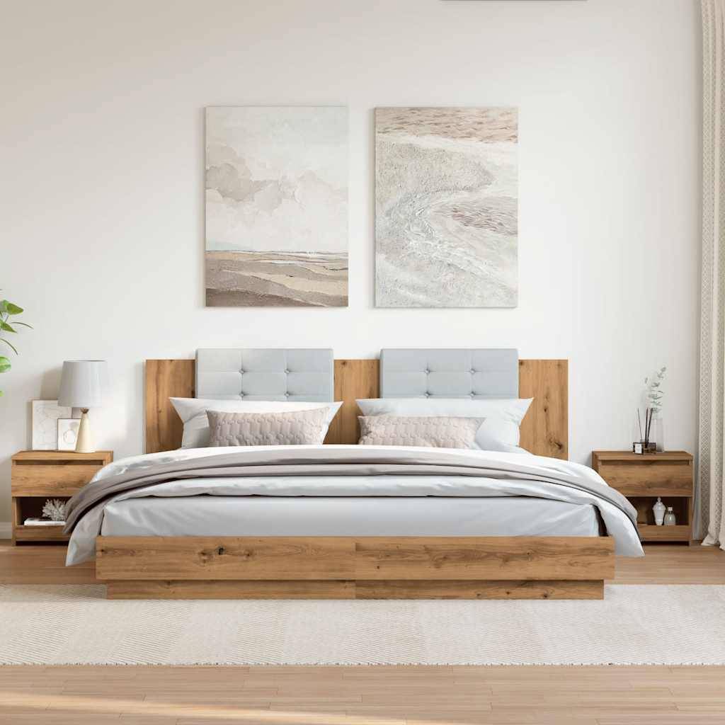 vidaXL Nachttische 2 Stk. Artisan-Eiche 40x30x39 cm Holzwerkstoff