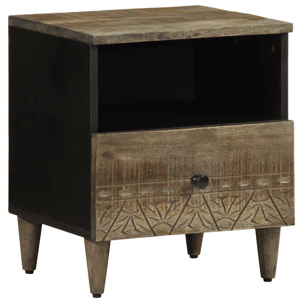 vidaXL Nachttische 2 Stück Hellgrau 40x33x46 cm Massivholz Mango
