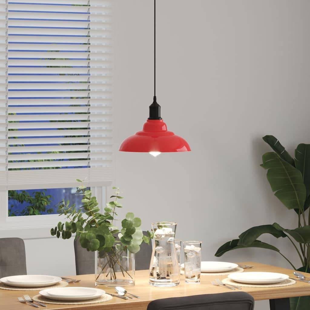 vidaXL Pendelleuchte Höhenverstellbar E27 Rot Glänzend Ø 31 cm Metall