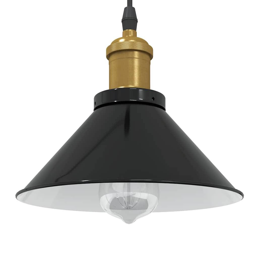 vidaXL Pendelleuchte Höhenverstellbar E27 Schwarz Glänzend Ø 22 cm