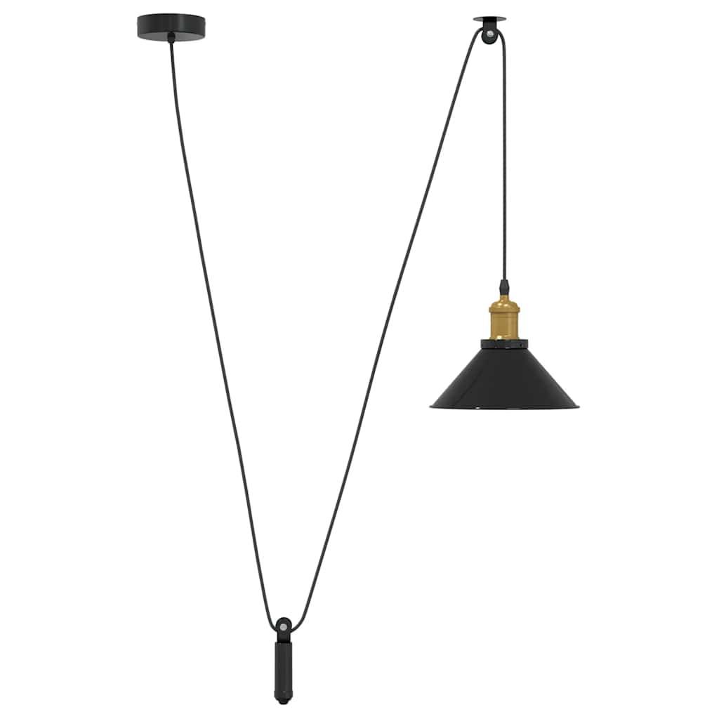 vidaXL Pendelleuchte Höhenverstellbar E27 Schwarz Glänzend Ø 22 cm