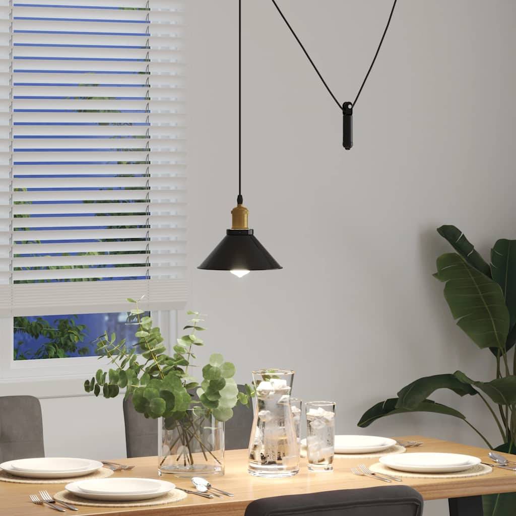 vidaXL Pendelleuchte Höhenverstellbar E27 Schwarz Glänzend Ø 22 cm