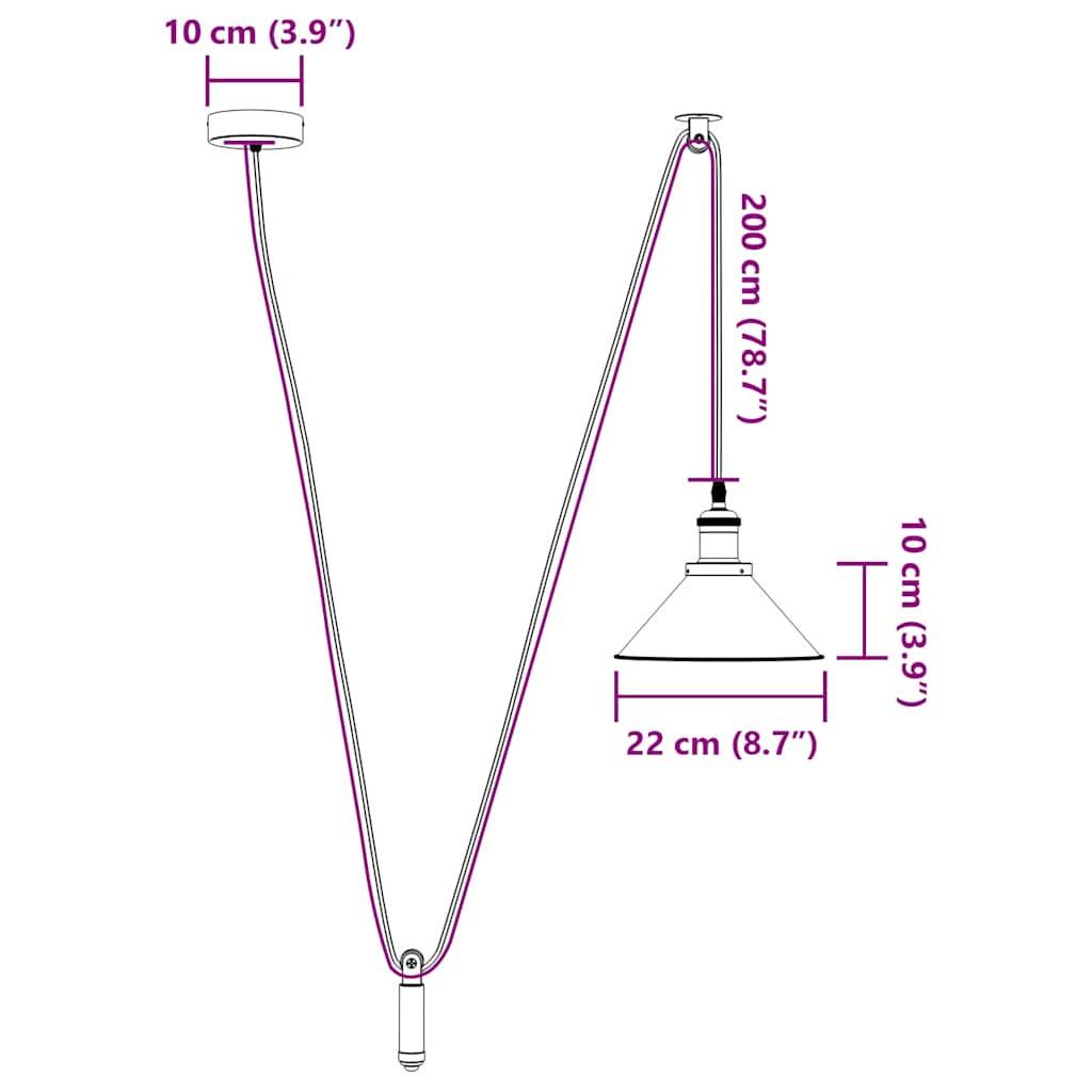 vidaXL Pendelleuchte Höhenverstellbar E27 Schwarz Glänzend Ø 22 cm