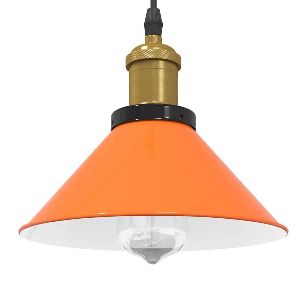 vidaXL Pendelleuchte Höhenverstellbar E27 Orange Glänzend Ø22cm Metall