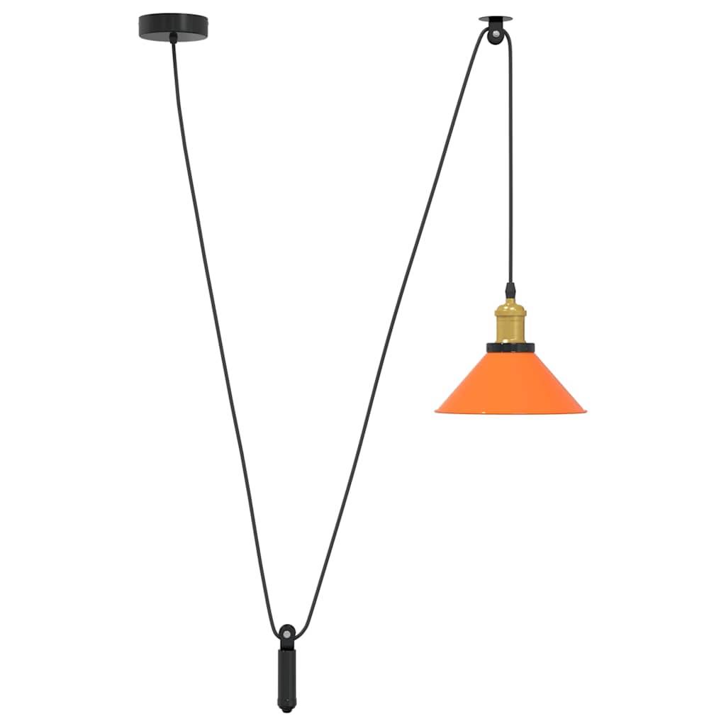 vidaXL Pendelleuchte Höhenverstellbar E27 Orange Glänzend Ø22cm Metall