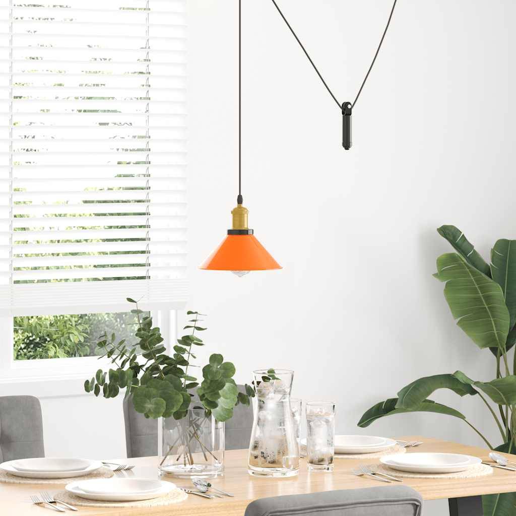 vidaXL Pendelleuchte Höhenverstellbar E27 Orange Glänzend Ø22cm Metall