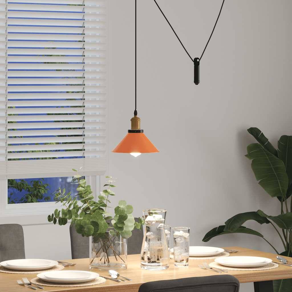 vidaXL Pendelleuchte Höhenverstellbar E27 Orange Glänzend Ø22cm Metall