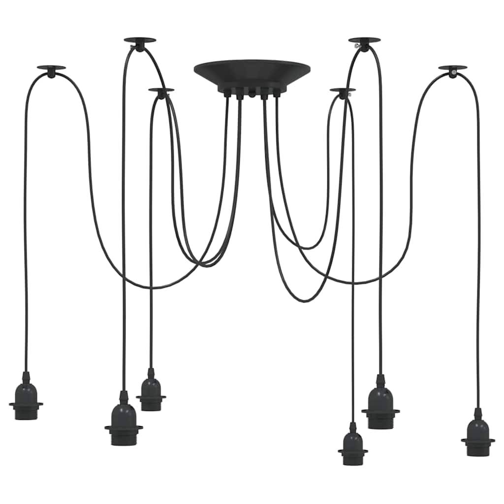 vidaXL Pendelleuchte mit 6 Fassungen E27 Schwarz Metall