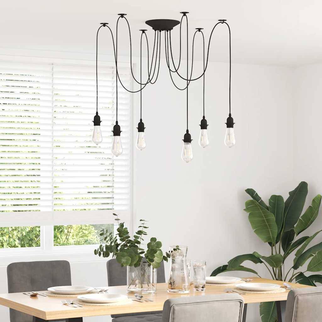 vidaXL Pendelleuchte mit 6 Fassungen E27 Schwarz Metall