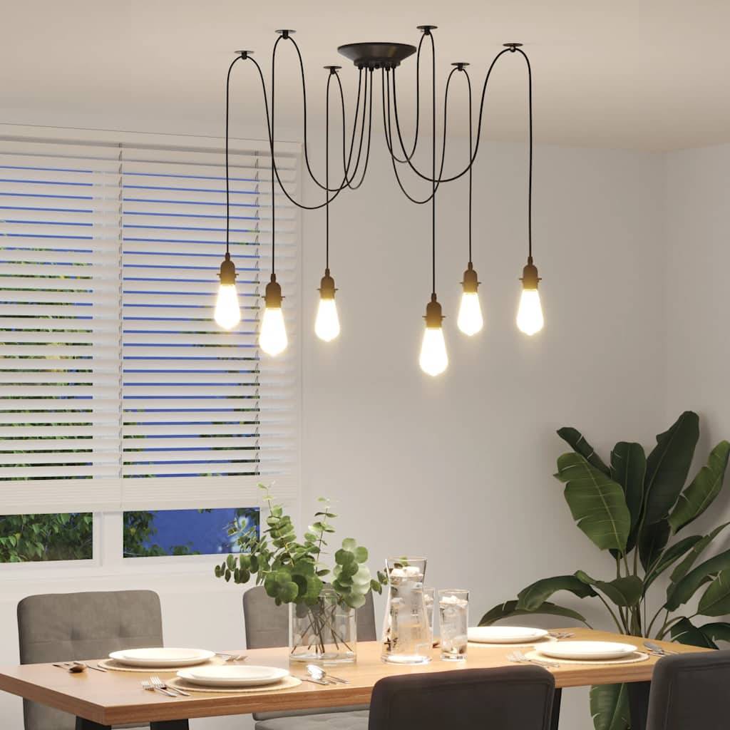 vidaXL Pendelleuchte mit 6 Fassungen E27 Schwarz Metall