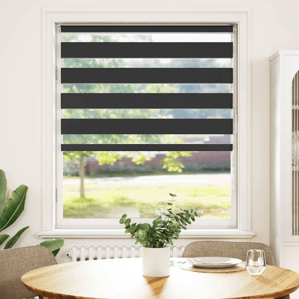 vidaXL Zebrarollo Schwarz 100x100 cm Stoffbreite 95,9 cm Polyester