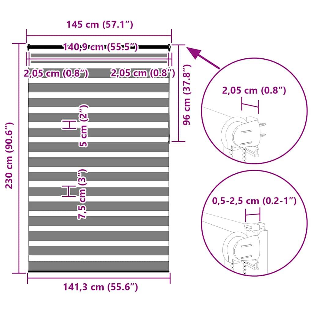 vidaXL Zebrarollo Sandbraun 145x230 cm Stoffbreite 140,9 cm Polyester
