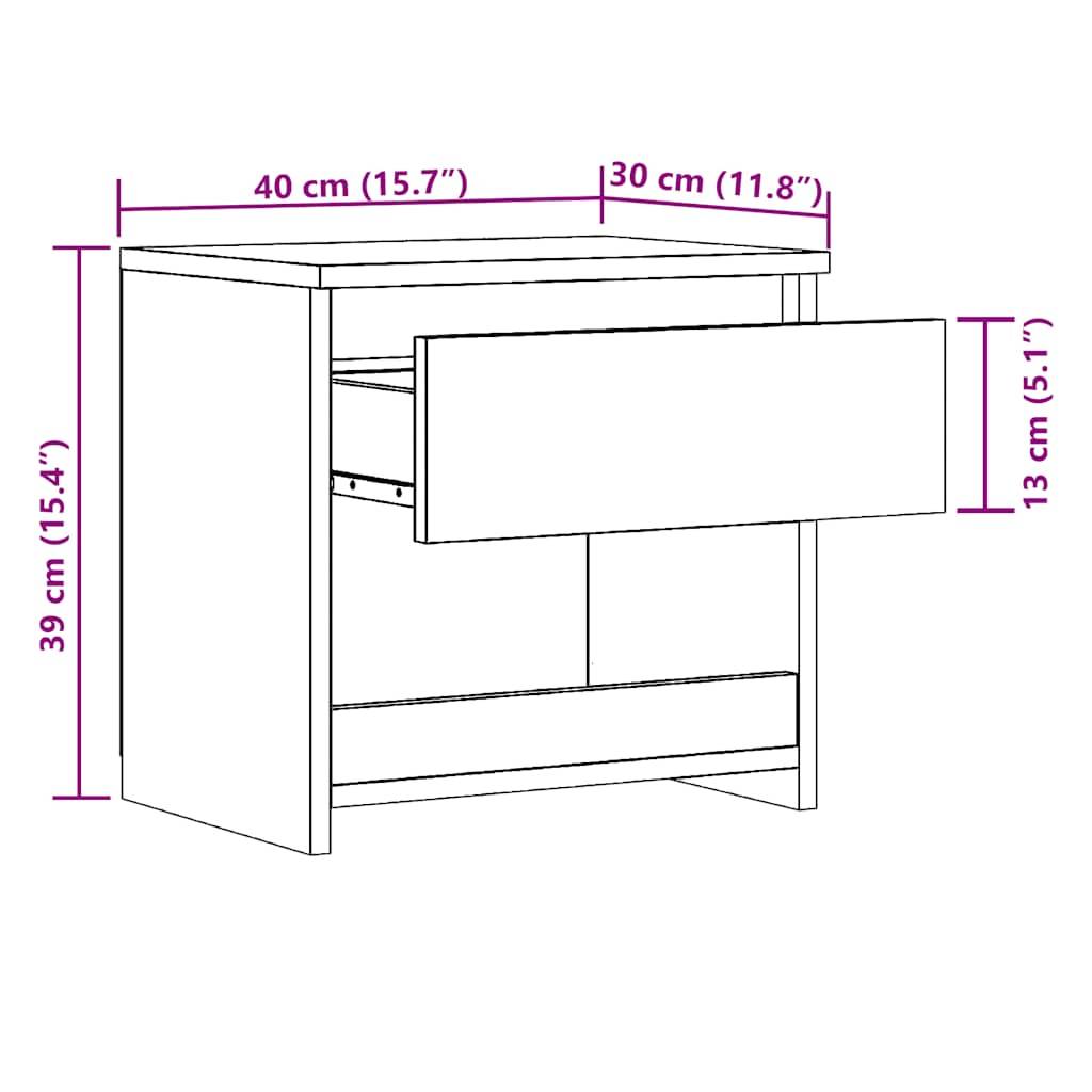 vidaXL Nachttische 2 Stück Altholz 40x30x39 cm Holzwerkstoff