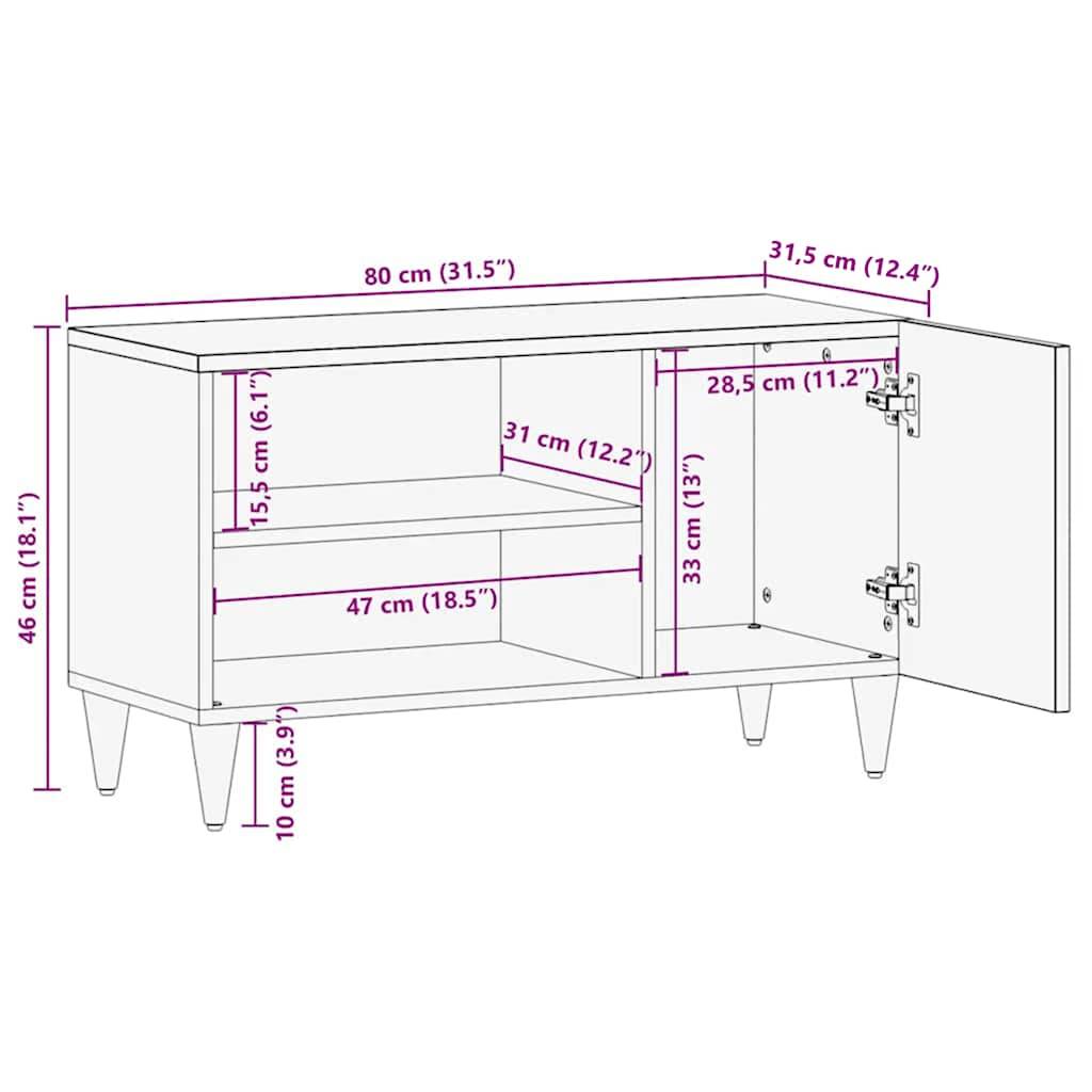 vidaXL TV-Schrank 80x31,5x46 cm Massivholz Mango