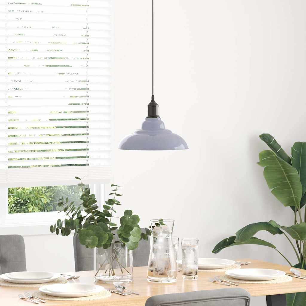 vidaXL Pendelleuchte Höhenverstellbar E27 Grau Glänzend Ø 31 cm Metall