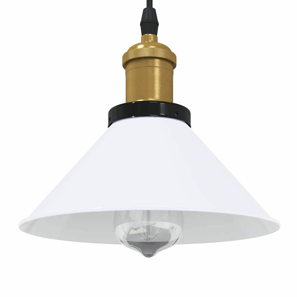vidaXL Pendelleuchte Höhenverstellbar E27 Weiß Glänzend Ø 22 cm Metall