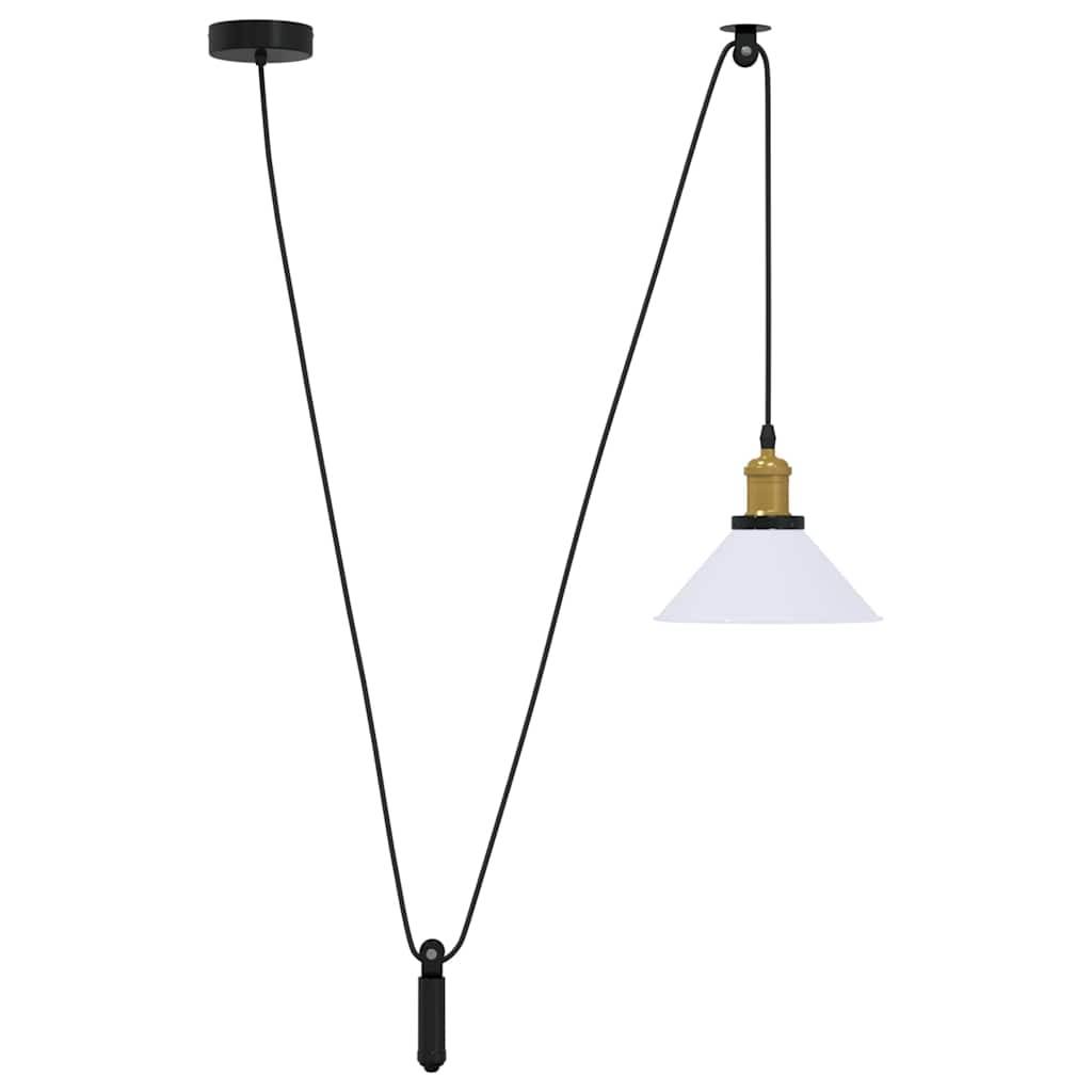 vidaXL Pendelleuchte Höhenverstellbar E27 Weiß Glänzend Ø 22 cm Metall
