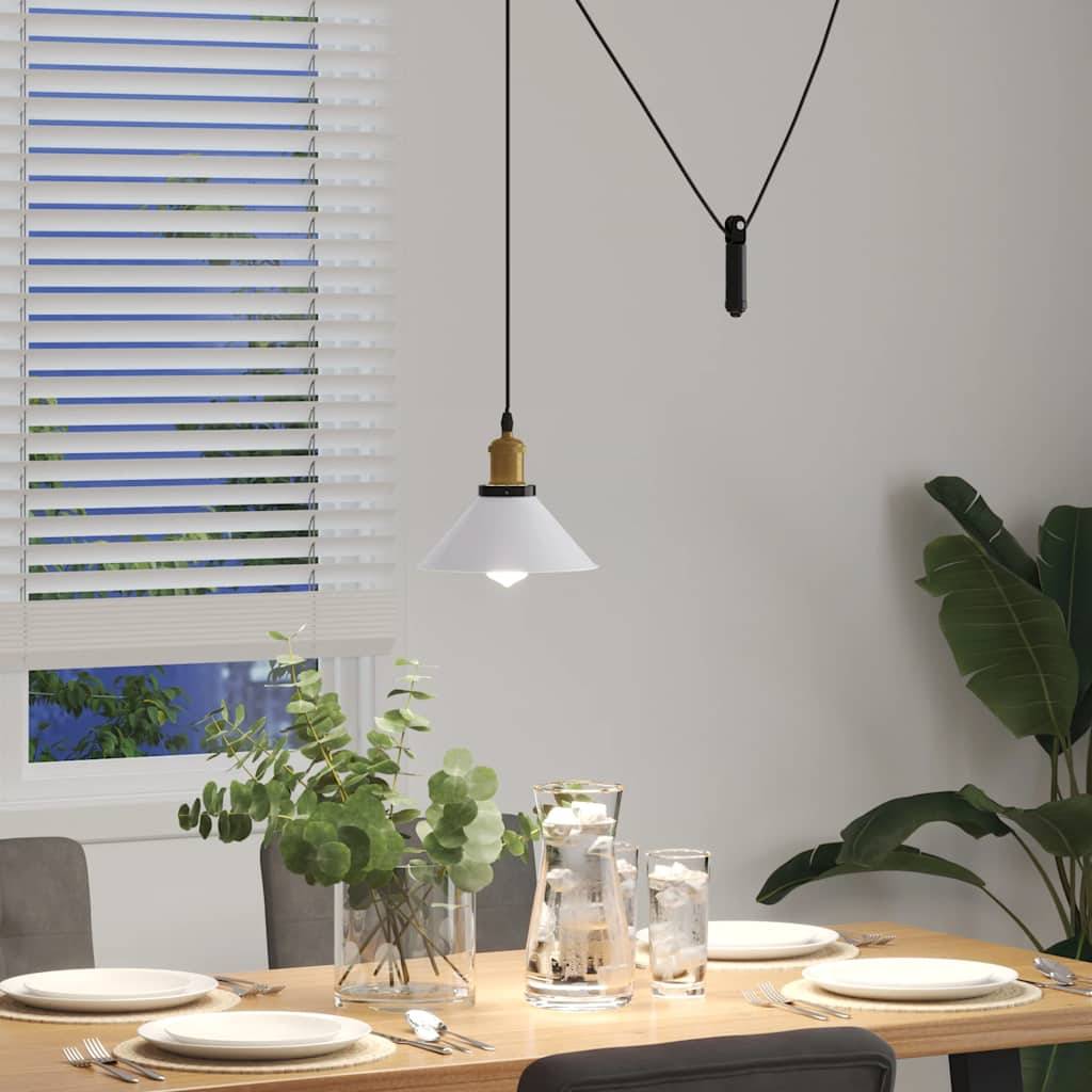 vidaXL Pendelleuchte Höhenverstellbar E27 Weiß Glänzend Ø 22 cm Metall