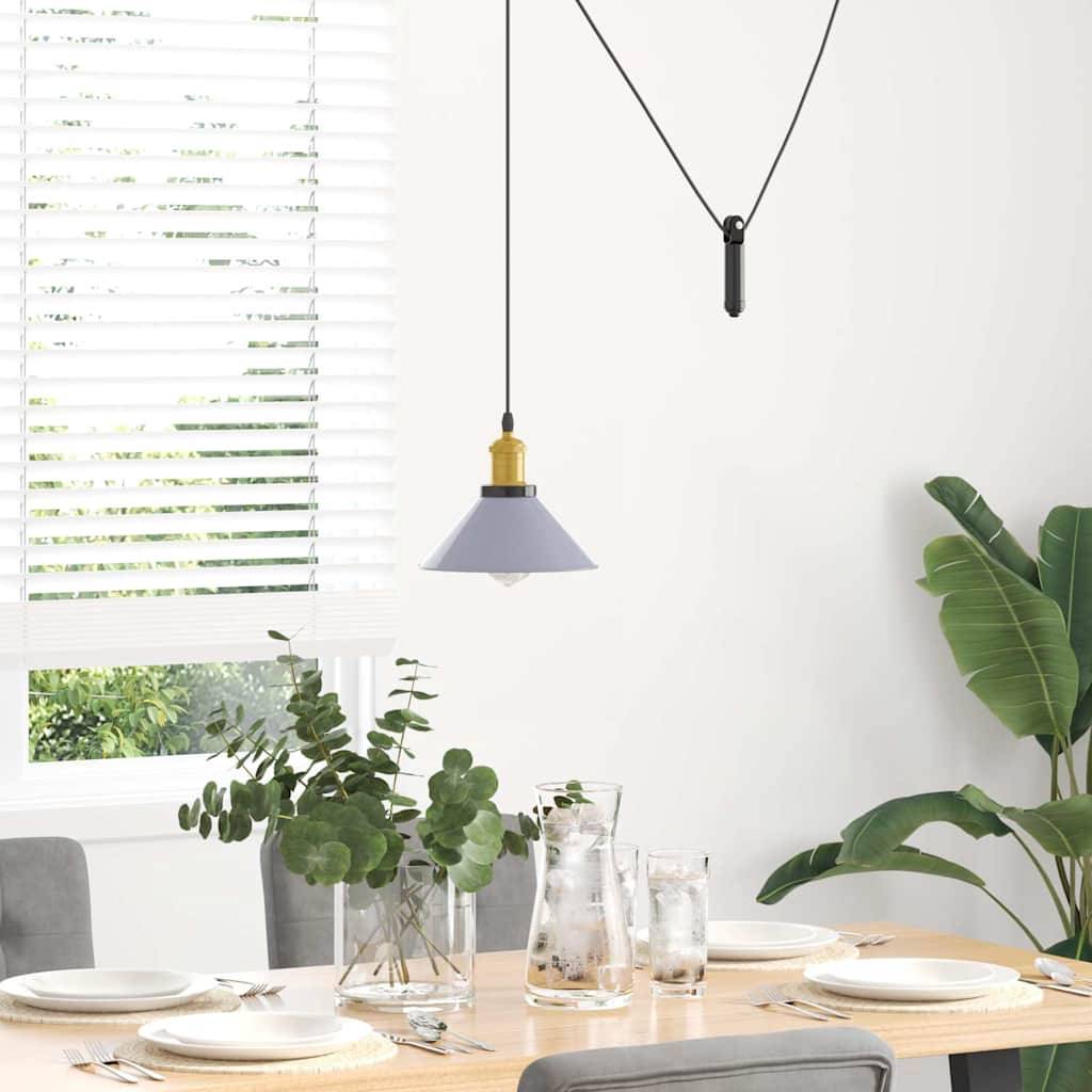 vidaXL Pendelleuchte Höhenverstellbar E27 Grau Glänzend Ø 22 cm Metall