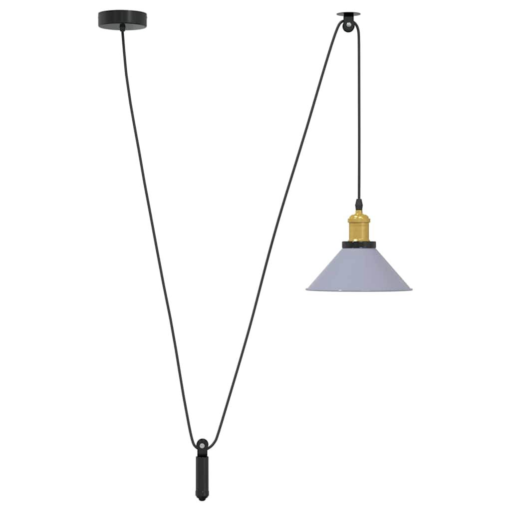 vidaXL Pendelleuchte Höhenverstellbar E27 Grau Glänzend Ø 22 cm Metall