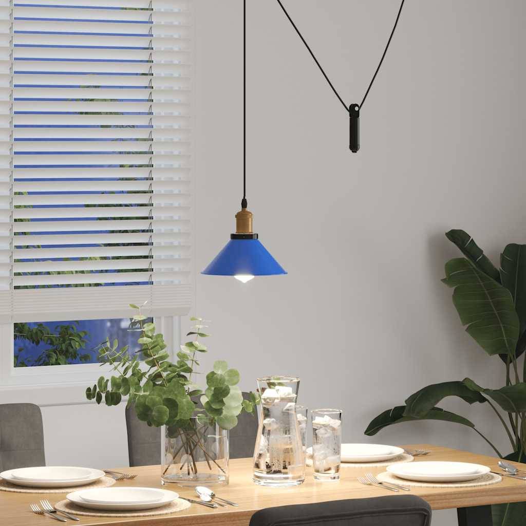 vidaXL Pendelleuchte Höhenverstellbar E27 Dunkelblau Glänzend Ø 22 cm