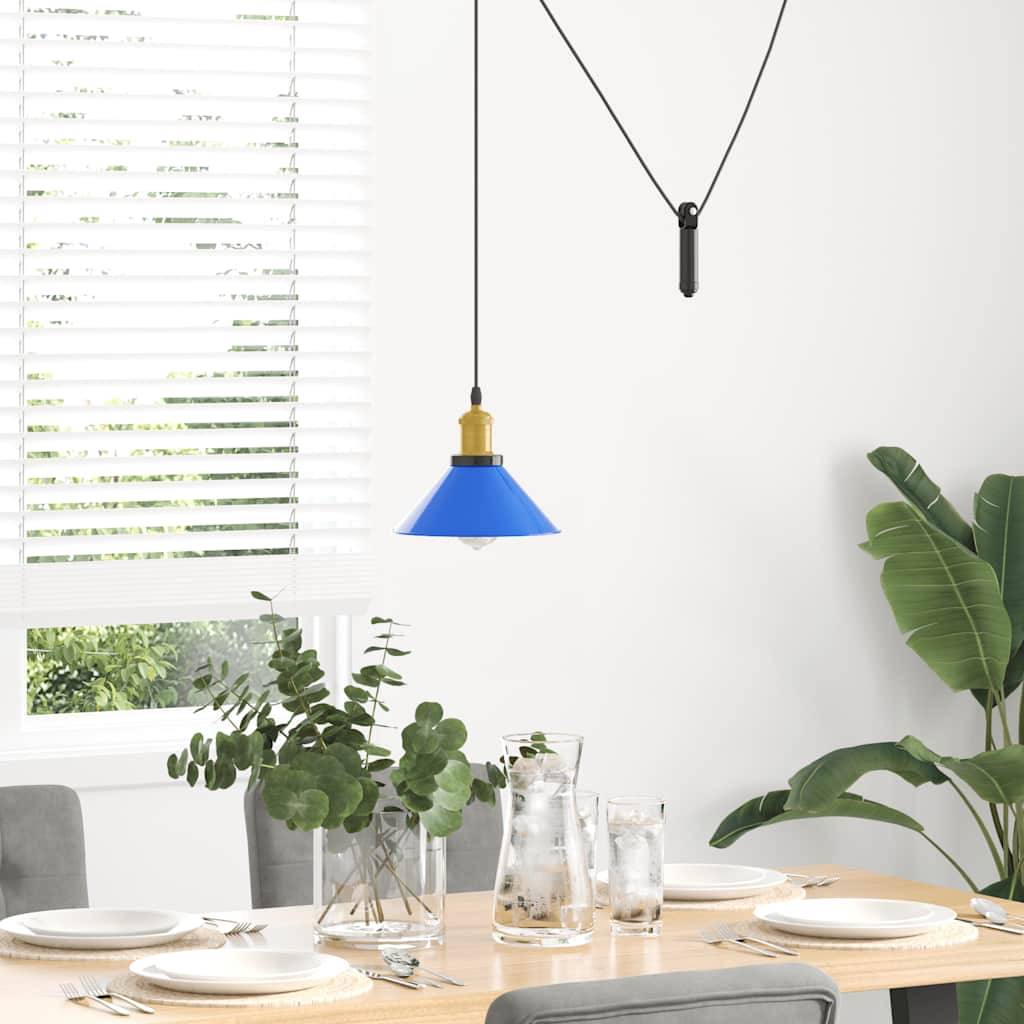 vidaXL Pendelleuchte Höhenverstellbar E27 Dunkelblau Glänzend Ø 22 cm
