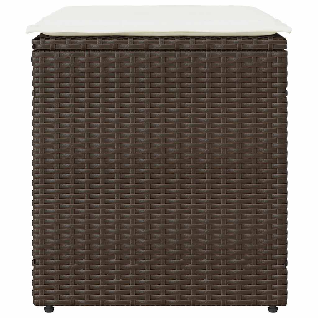 vidaXL Gartenhocker mit Kissen 2 Stk. Braun 40x40x43 cm Poly Rattan