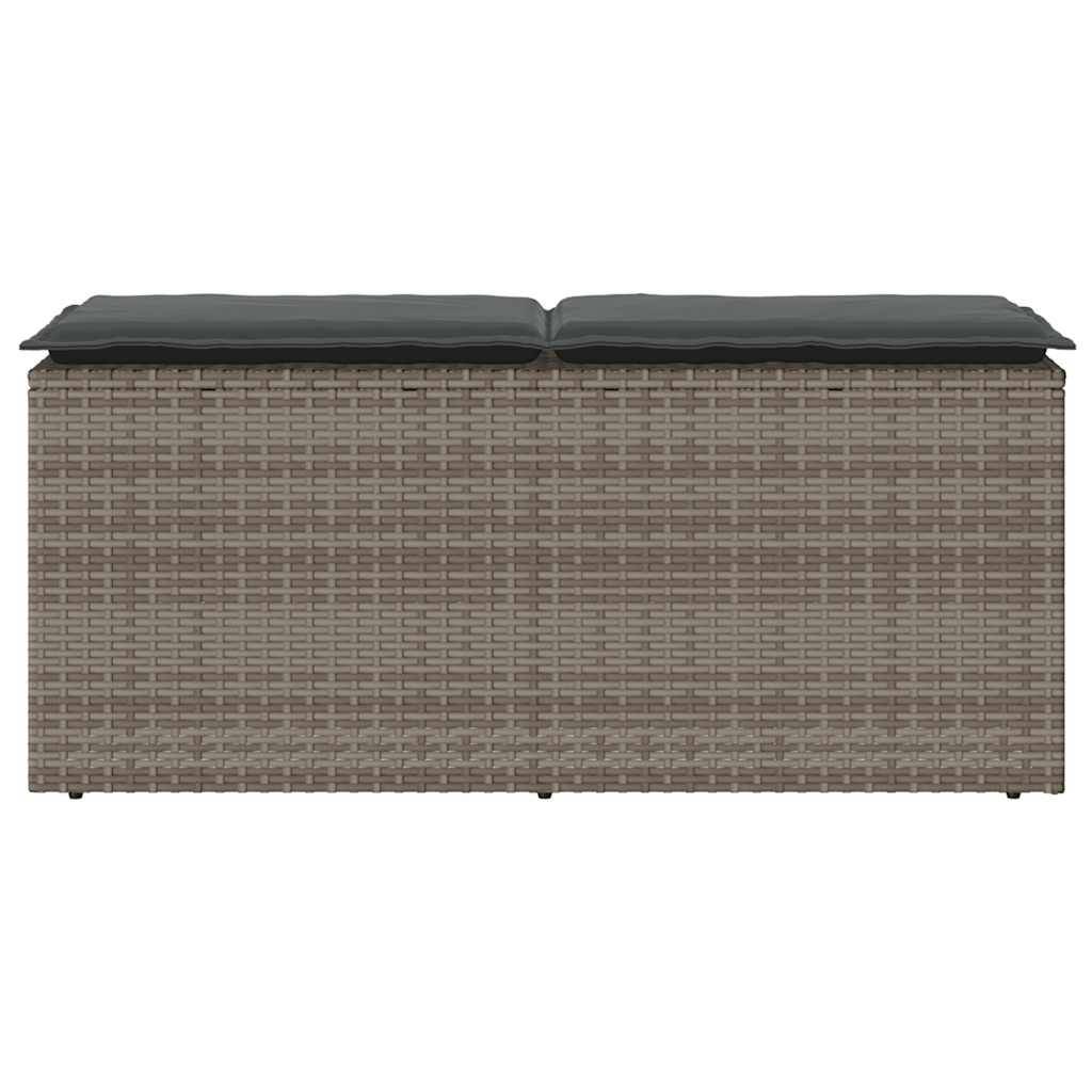 vidaXL Gartenbank mit Kissen Grau 110x40x44 cm Poly Rattan