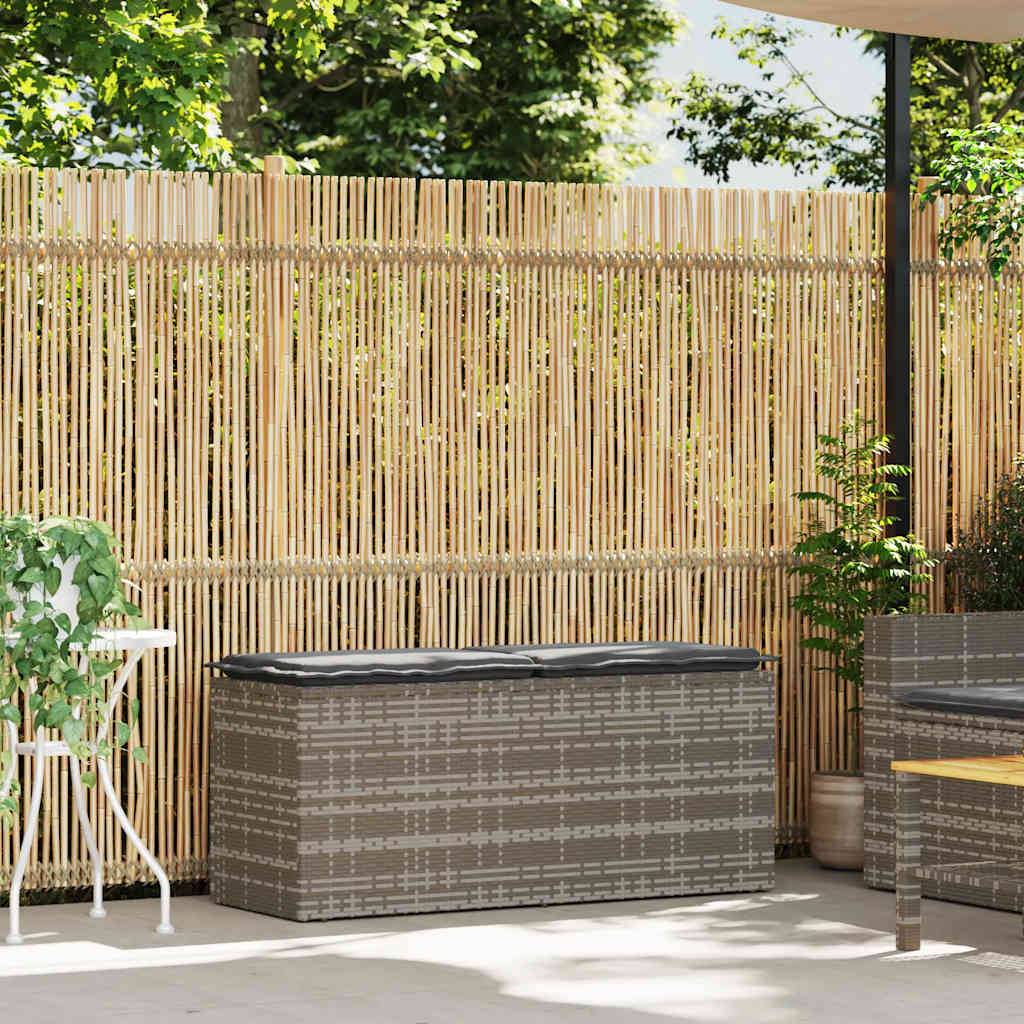 vidaXL Gartenbank mit Kissen Grau 110x40x44 cm Poly Rattan