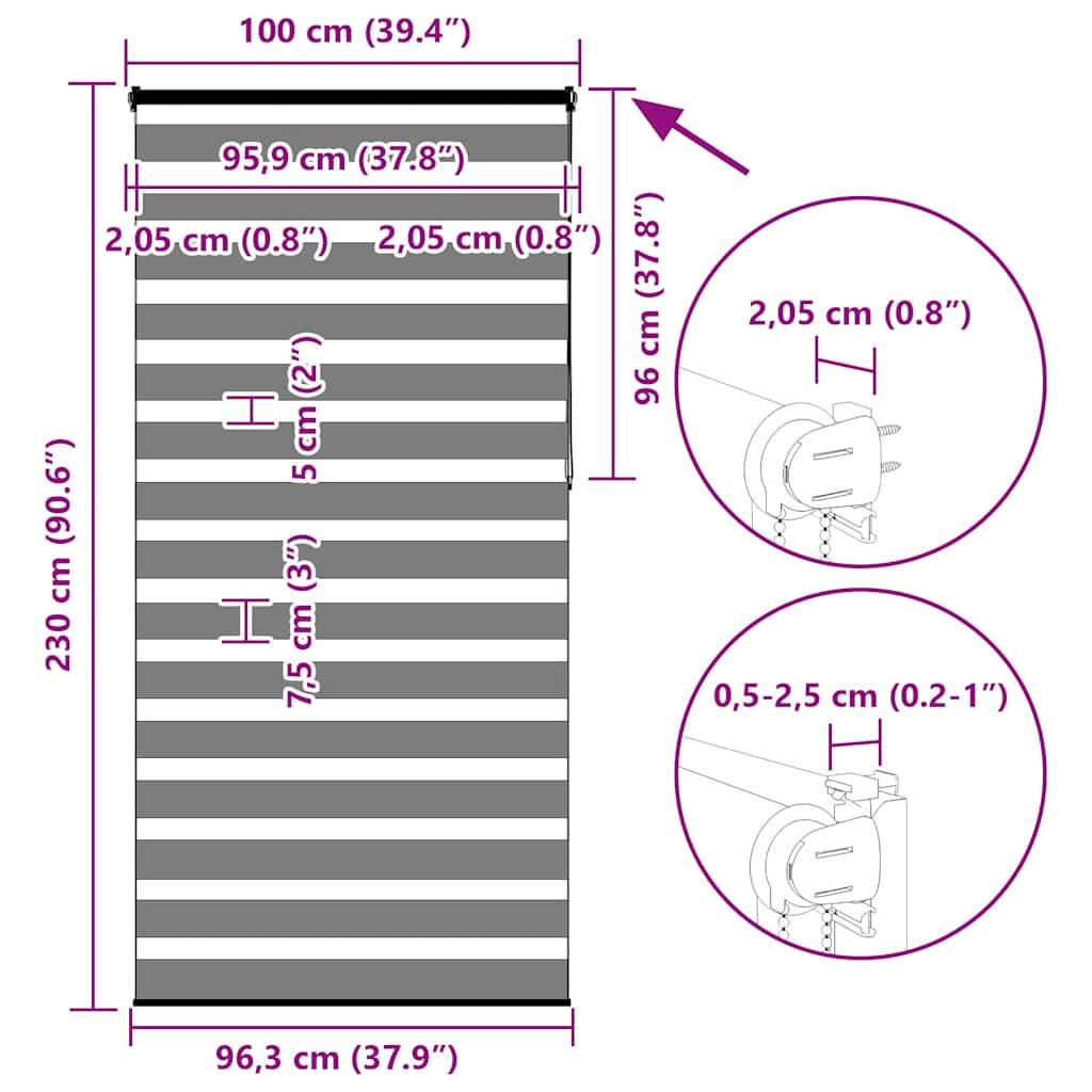 vidaXL Zebrarollo Sandbraun 100x230 cm Stoffbreite 95,9 cm Polyester