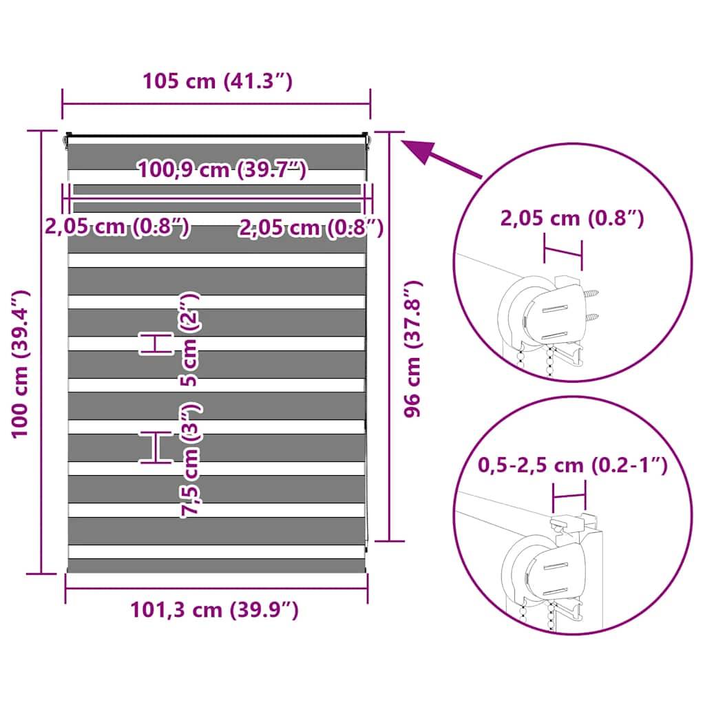 vidaXL Zebrarollo Braun 105x100 cm Stoffbreite 100,9 cm Polyester
