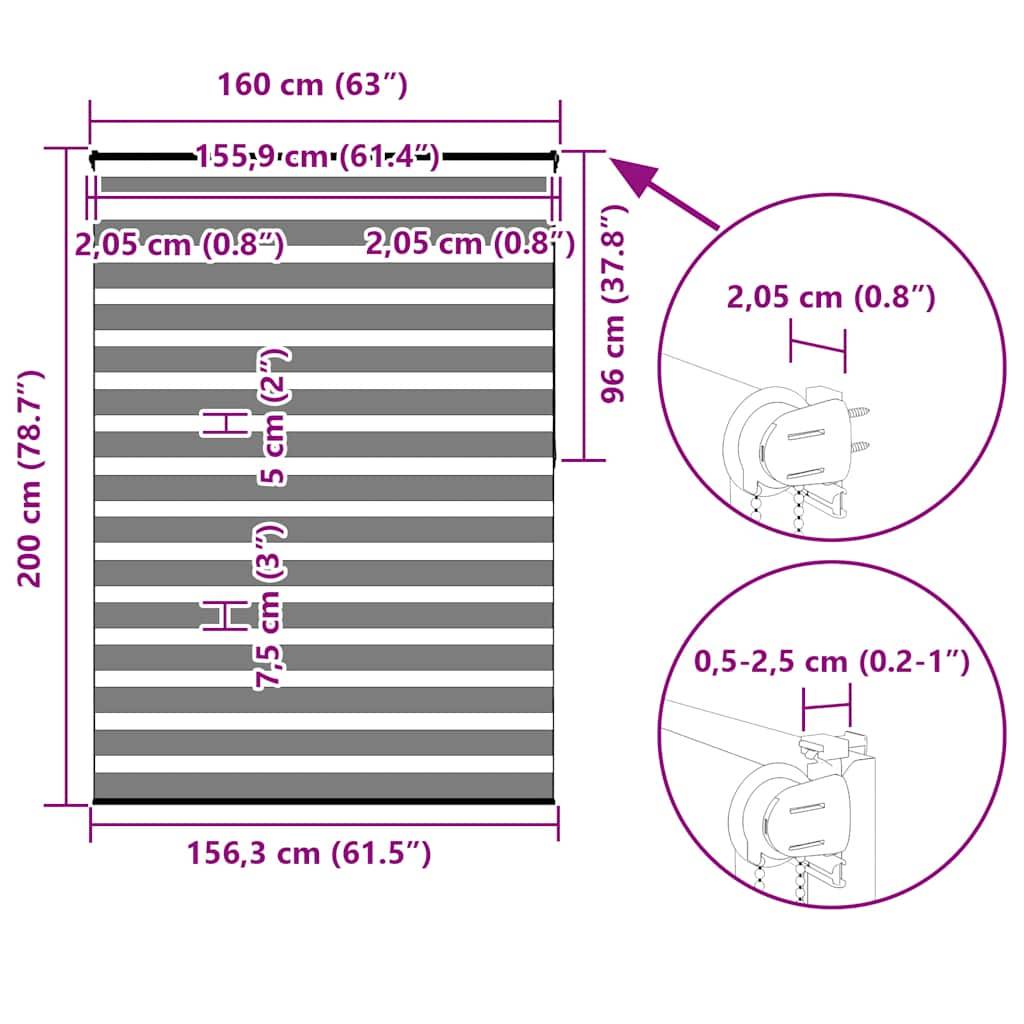 vidaXL Zebrarollo Weiß 160x200 cm Stoffbreite 155,9 cm Polyester