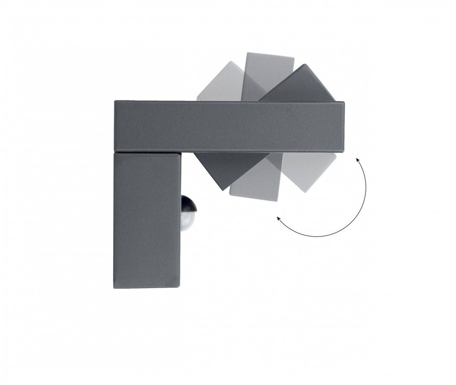 Licht-Erlebnisse LE121728 LED Wandlampe Außen Caxning Bewegungsmelder IP65 4000 K 1710 lm aus Aluminium Glas in Dunkelgrau Weiß Außenleuchte Wand