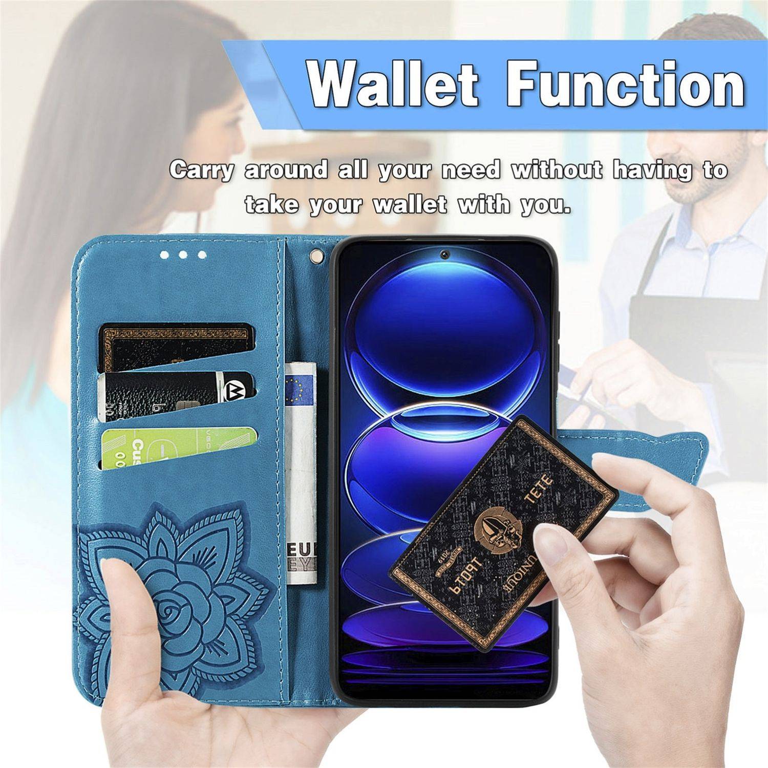 Für HMD Skyline Kunstleder Wallet Handy Tasche Schmetterling Design Hülle Etuis Schwarz