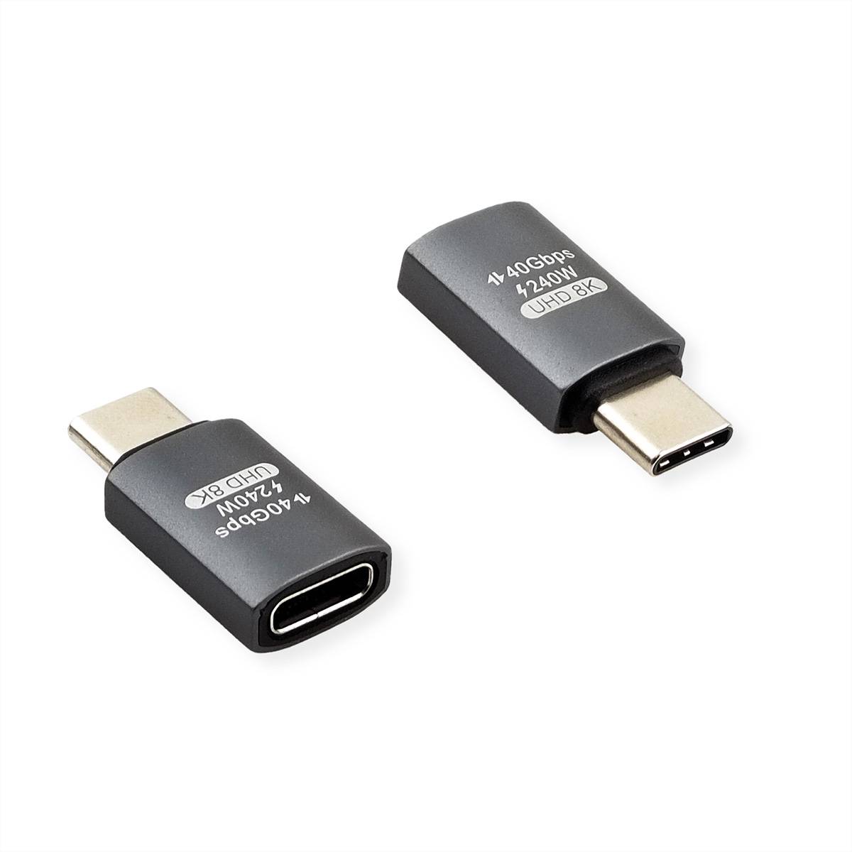 ROLINE USB4 Gen 3x2 Adapter Typ C ST/BU, Aluminium, gerade, silberfarben