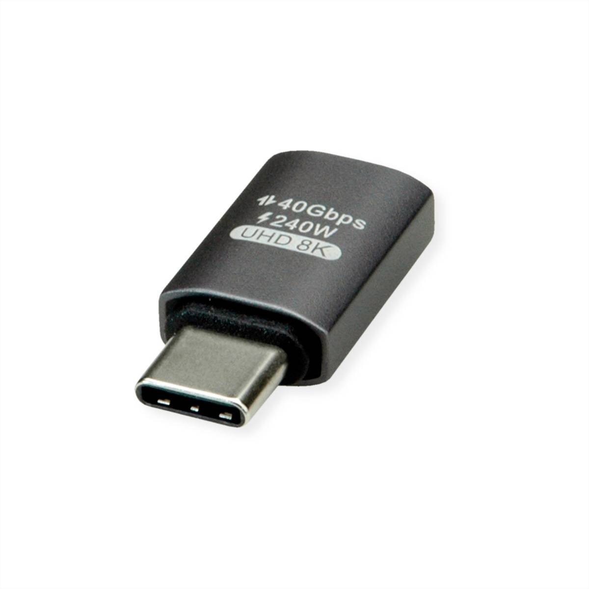 ROLINE USB4 Gen 3x2 Adapter Typ C ST/BU, Aluminium, gerade, silberfarben